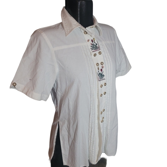 Vintage German Alpentraum Short Sleeve Embroidered Front Shirt 6 - Picture 3 of 8